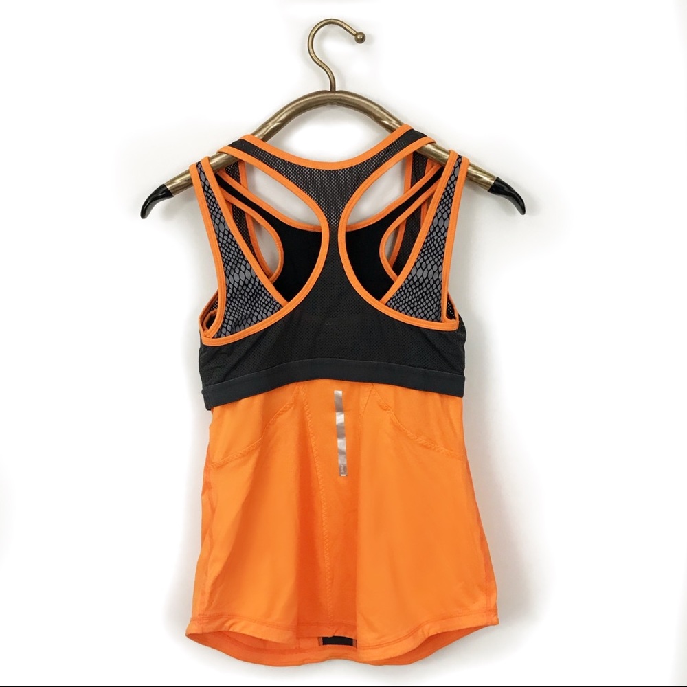 Zella orange strappy mesh work out tank